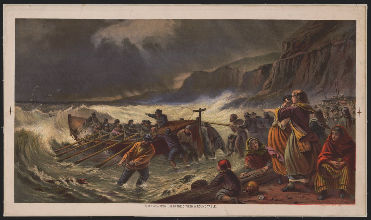 La partenza, varo della scialuppa di salvataggio, c.1878 da American School