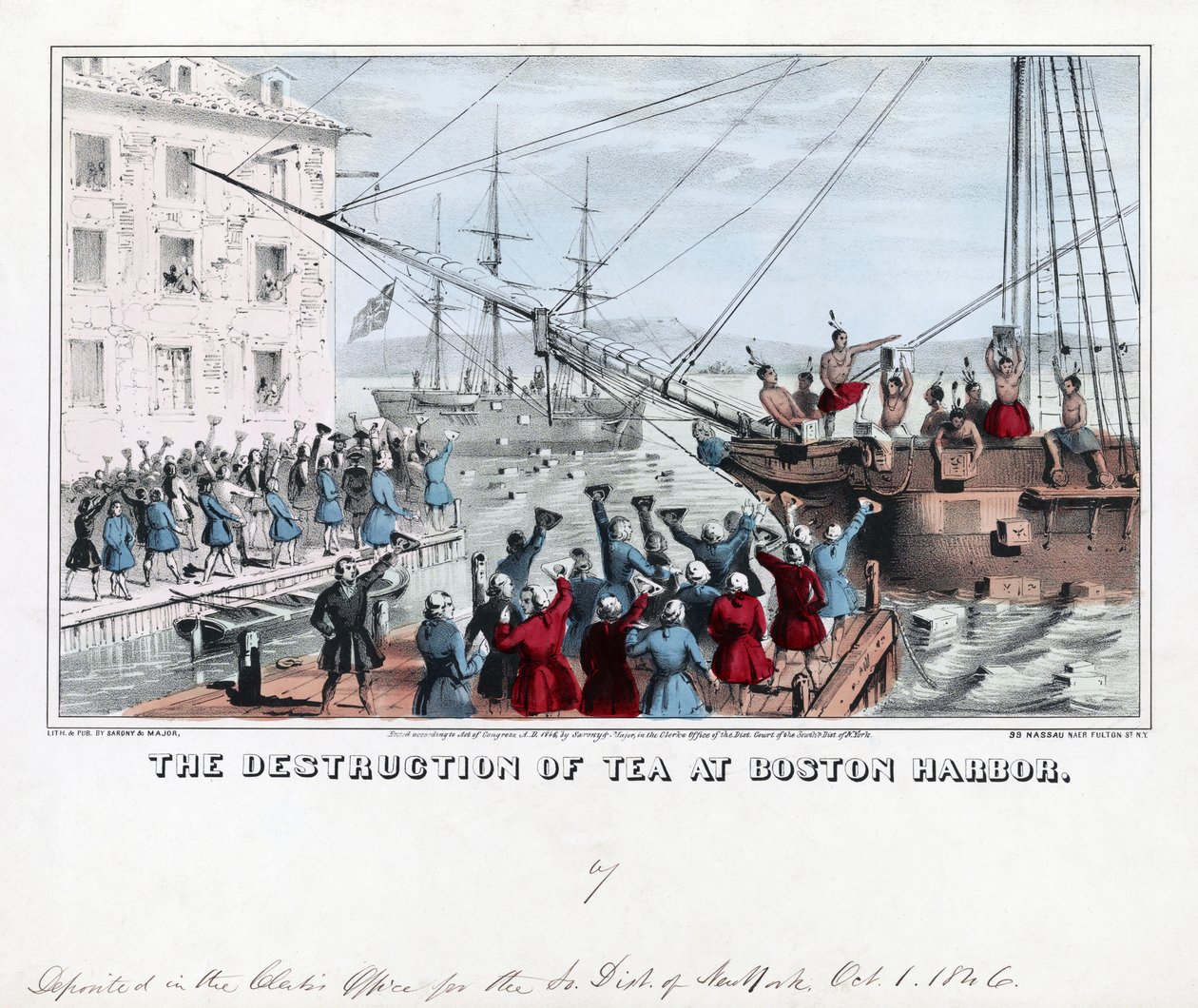 La distruzione del tè nel porto di Boston, pub da American School