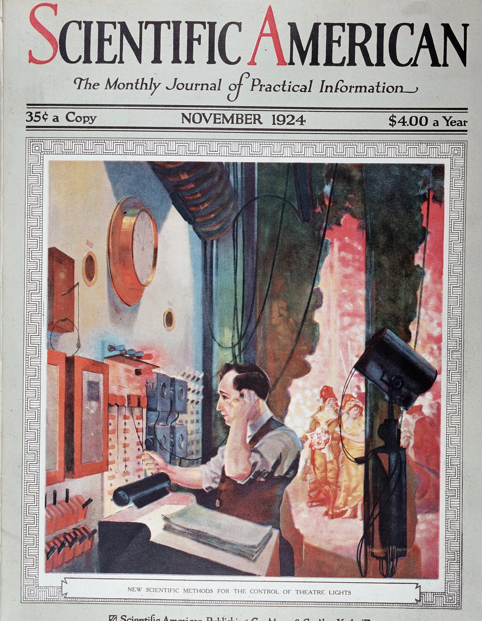 Il quadro elettrico delle luci di un teatro - in "Scientific American", novembre 1924 da American School