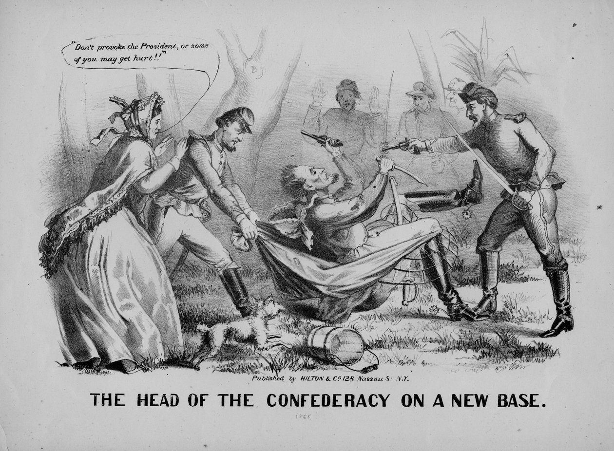 La testa della Confederazione su una nuova base, pubblicato da Hilton & Co., New York, c.1865 da American School