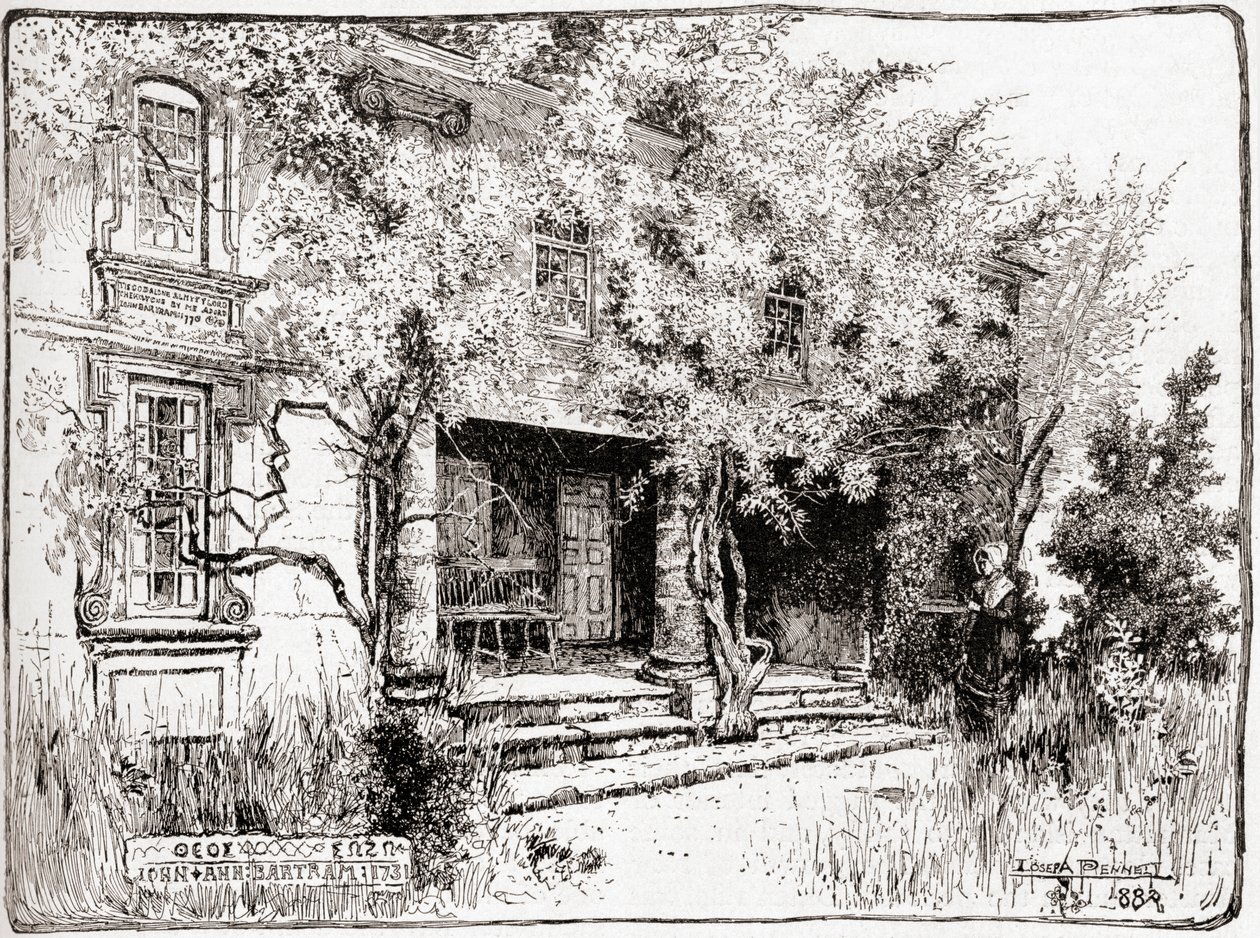 La casa di John Bartram vicino a Filadelfia, da The Century Illustrated Monthly Magazine, pubblicato 1884 da American School