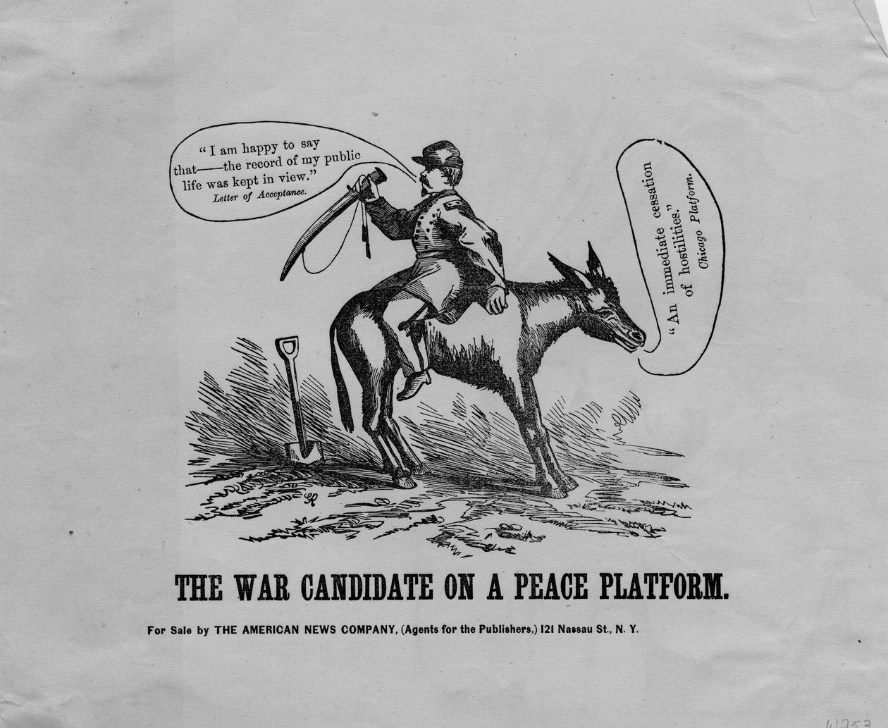 Il candidato di guerra su una piattaforma di pace, pubblicato da American News Co., New York, 1864 da American School