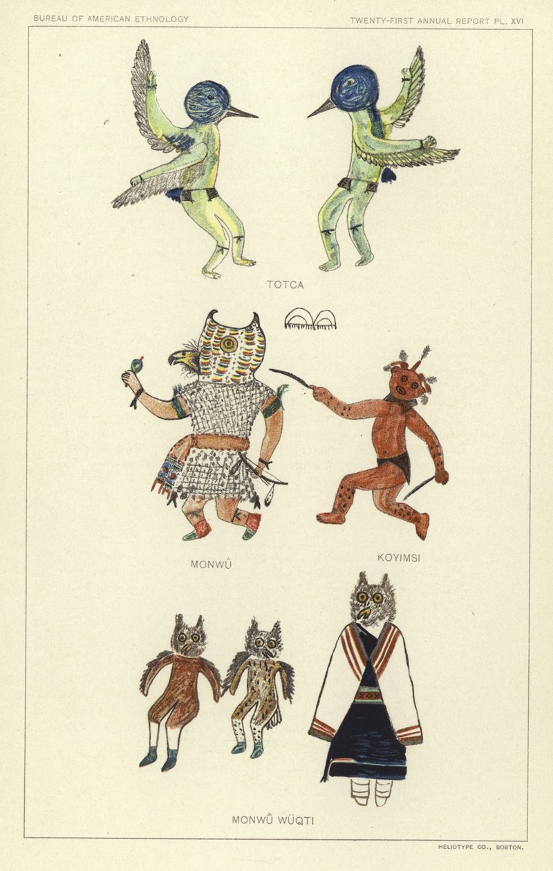 Totca, Monwu, Koyimsi, Monwu Wuqti (litografia a colori) da American School