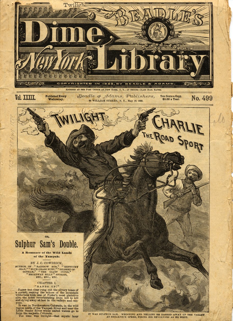 Twilight Charlie, copertina di Beadles New York Dime Novel, 1888 da American School