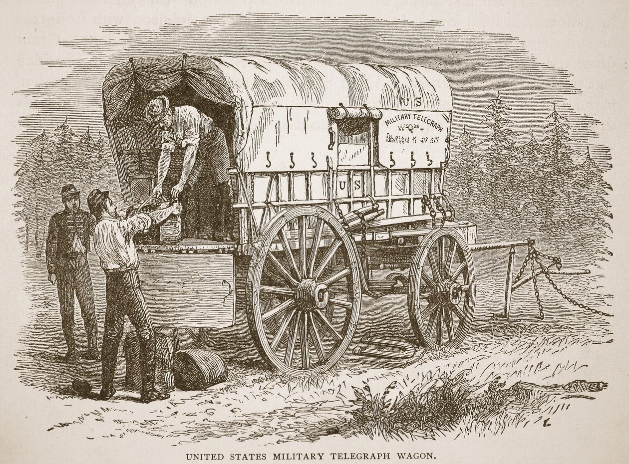 Carro Telegrafico Militare degli Stati Uniti, da un libro pub. 1896 da American School