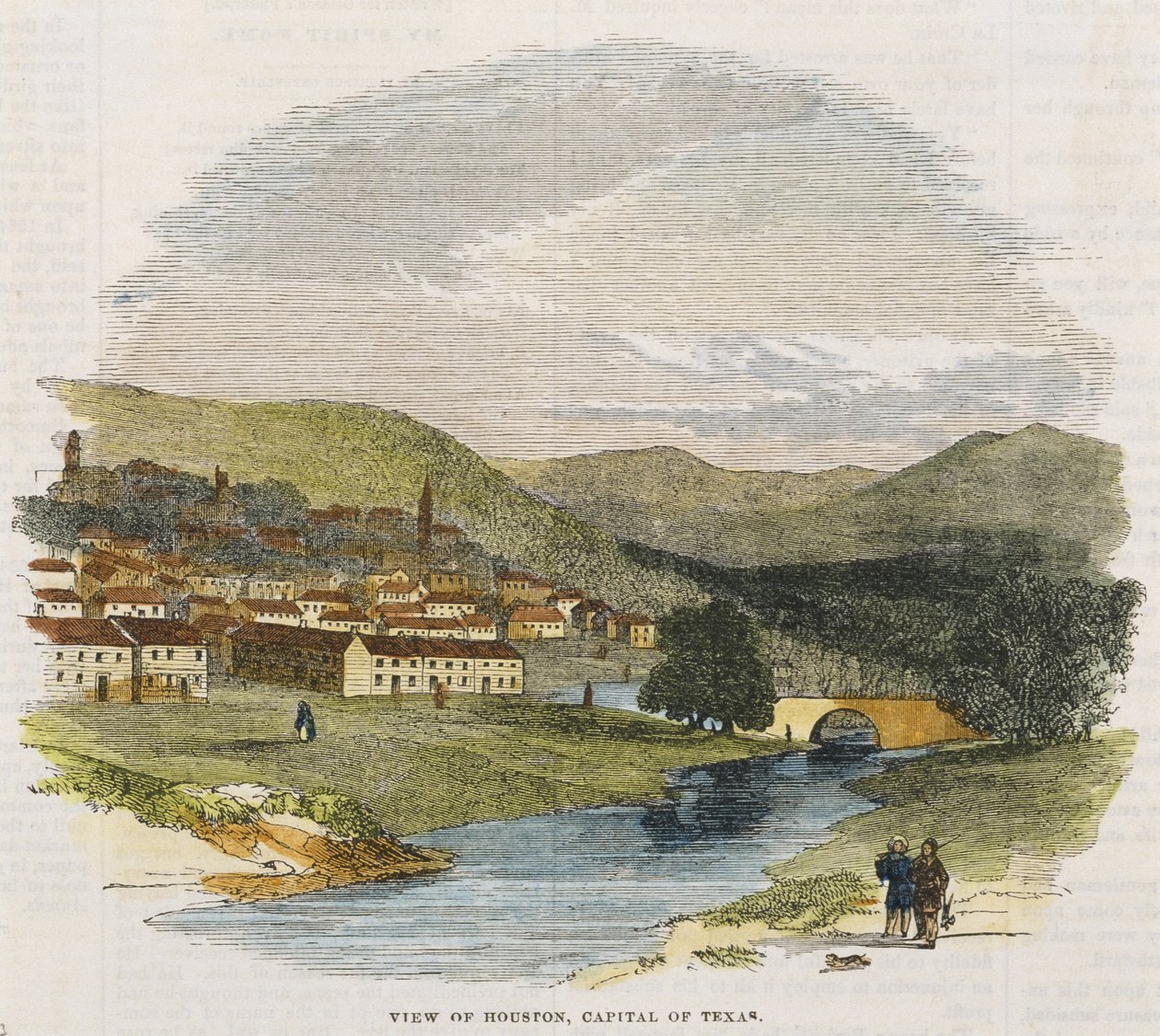 Veduta di Houston, capitale del Texas, c. 1852 da American School