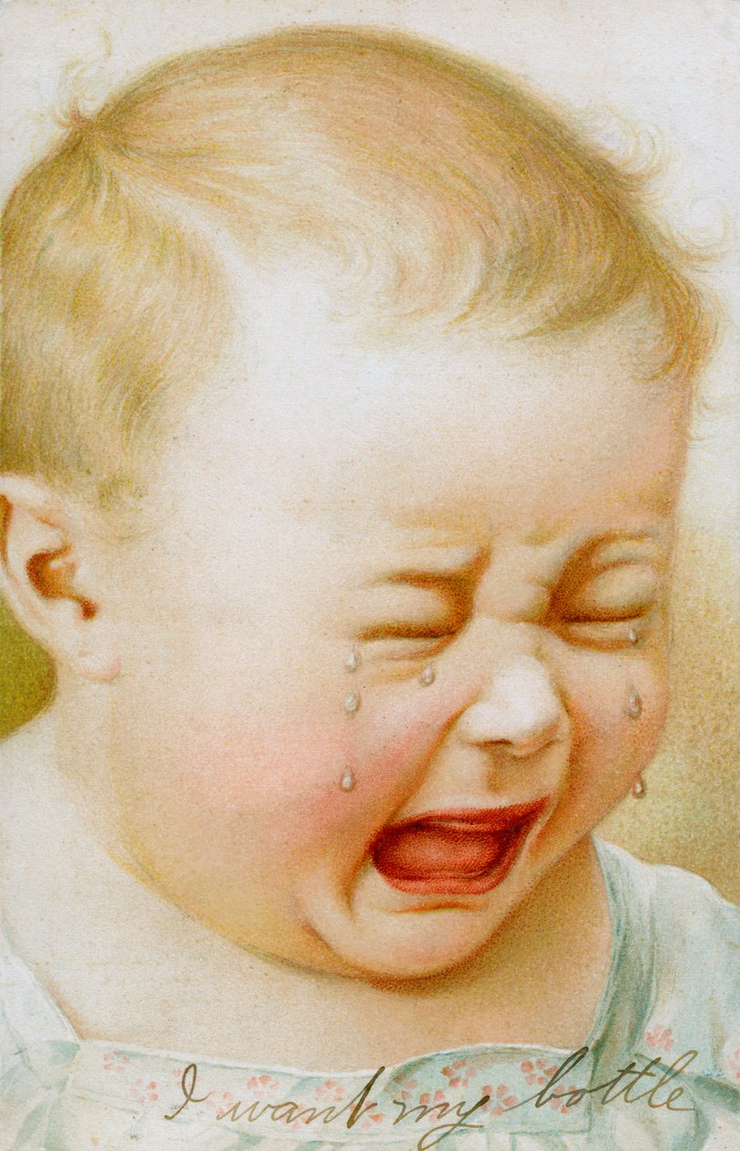 Grafica vintage di un bambino che piange da American School