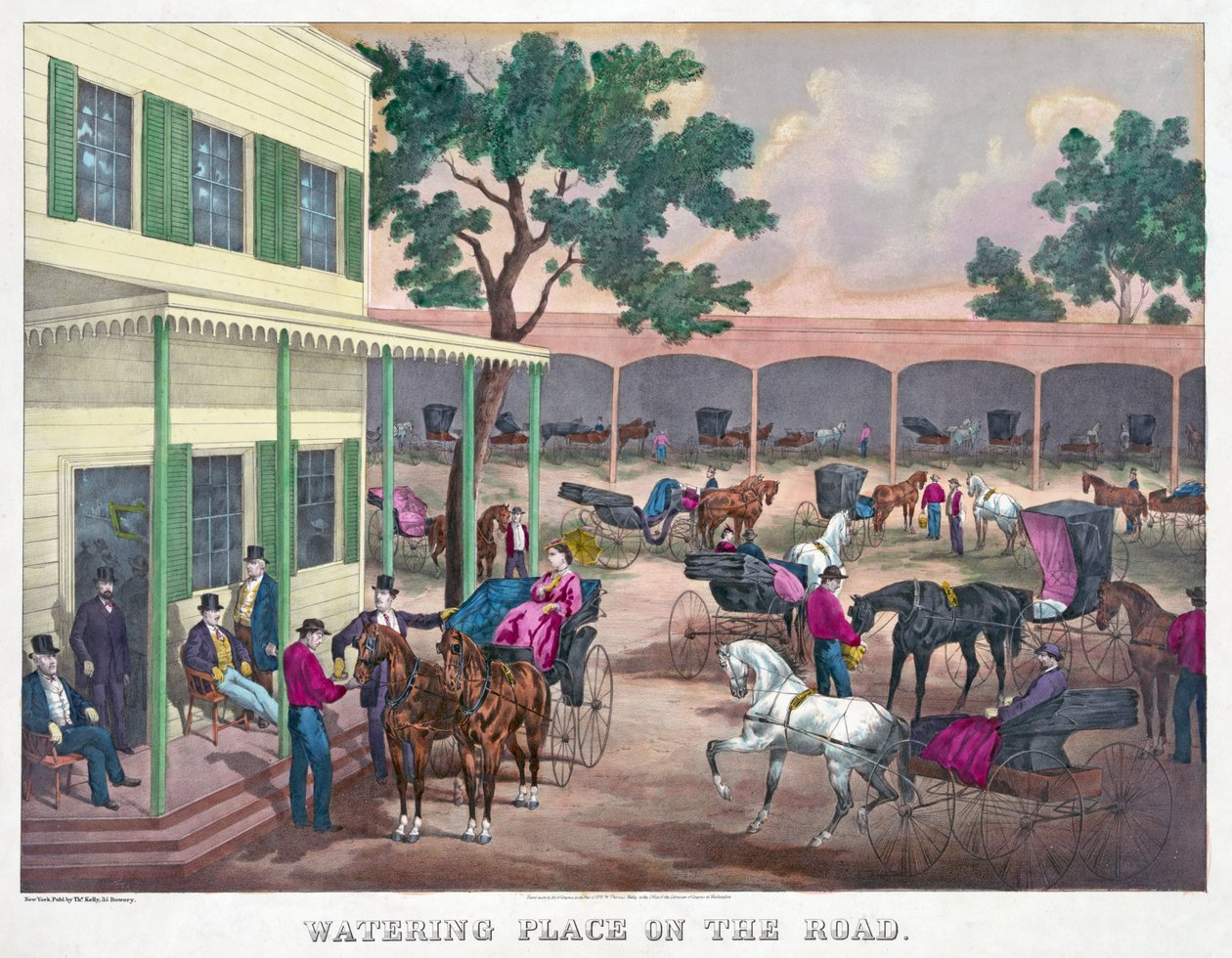 Luogo di abbeveraggio sulla strada, pub. 1870 da American School
