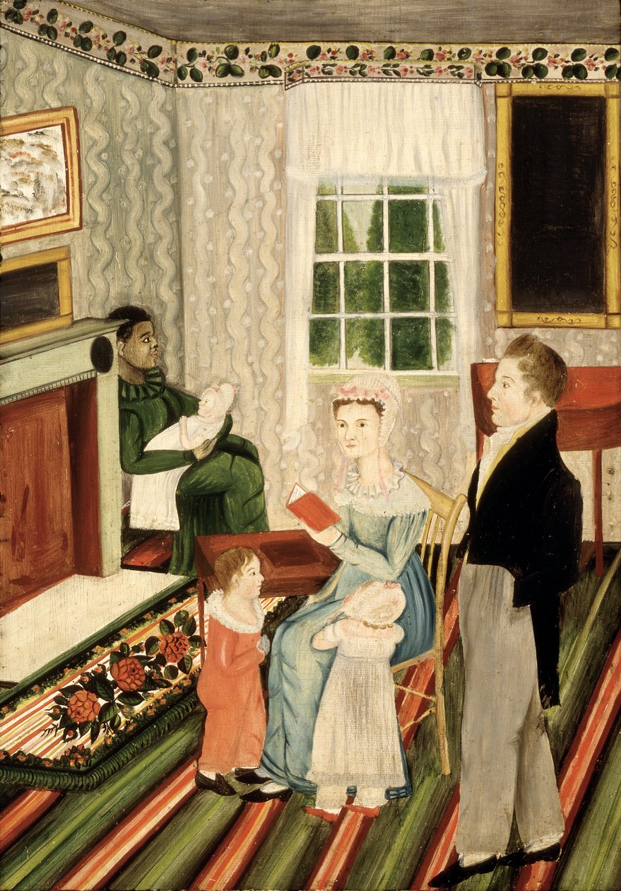 York, Pennsylvania Famiglia con servo negro, 1828 circa (olio su tavola) da American School