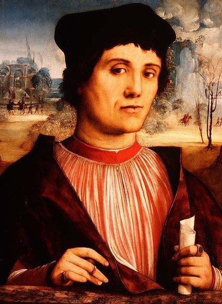 Ritratto di un chierico che tiene una pergamena da Amico Aspertini