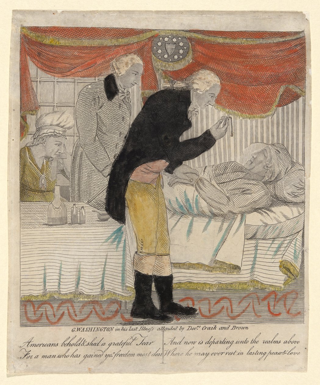 G. Washington nella sua ultima malattia assistito dai dottori Craik e Brown da Amos Doolittle