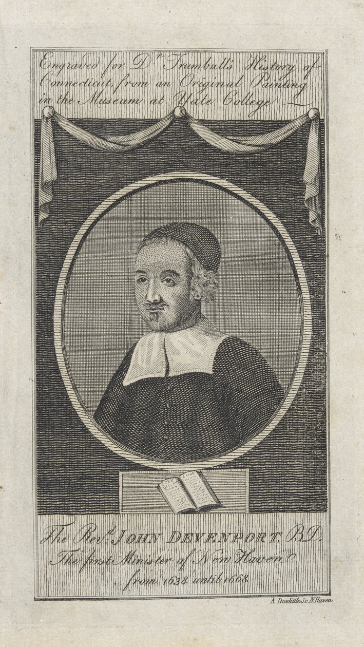 Il reverendo John Davenport, pub. 1797 da Amos Doolittle