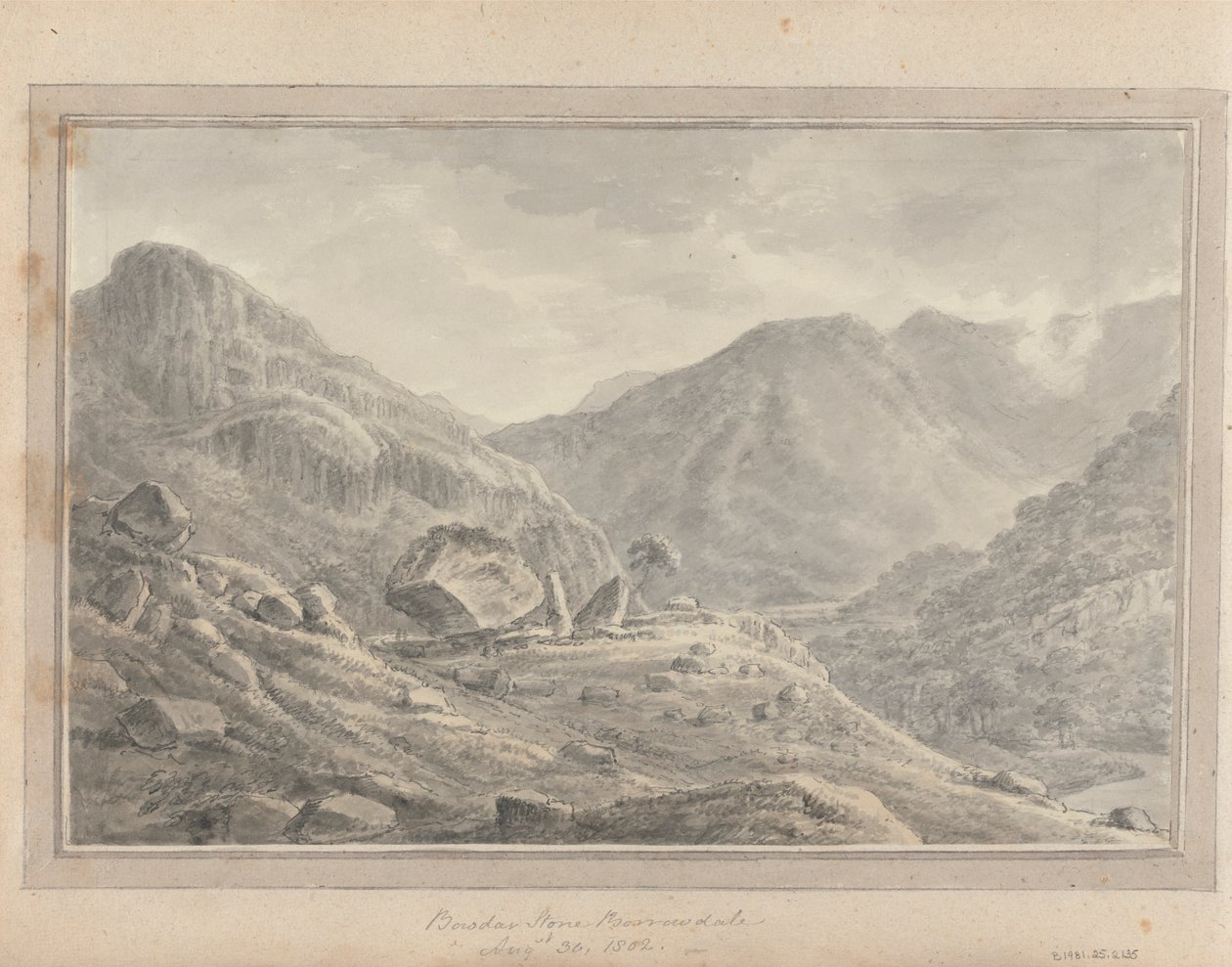 Vedute in Inghilterra, Scozia e Galles: Bowdar Stone Borrowdale, 30 agosto 1802 da Amos Green