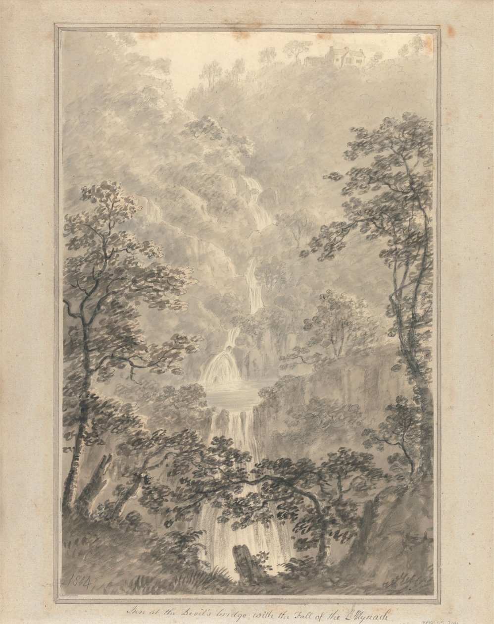 Vedute in Inghilterra, Scozia e Galles: Locanda al Ponte del Diavolo, con la Cascata del Mynach da Amos Green