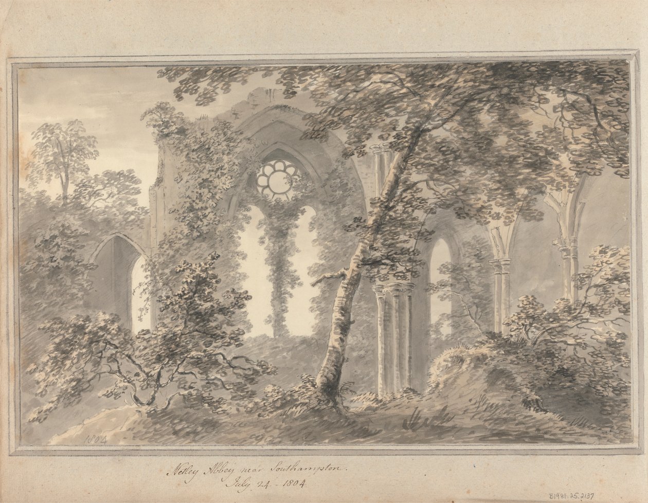 Vedute in Inghilterra, Scozia e Galles: Abbazia di Netley vicino a Southampton, 24 Luglio 1804 da Amos Green