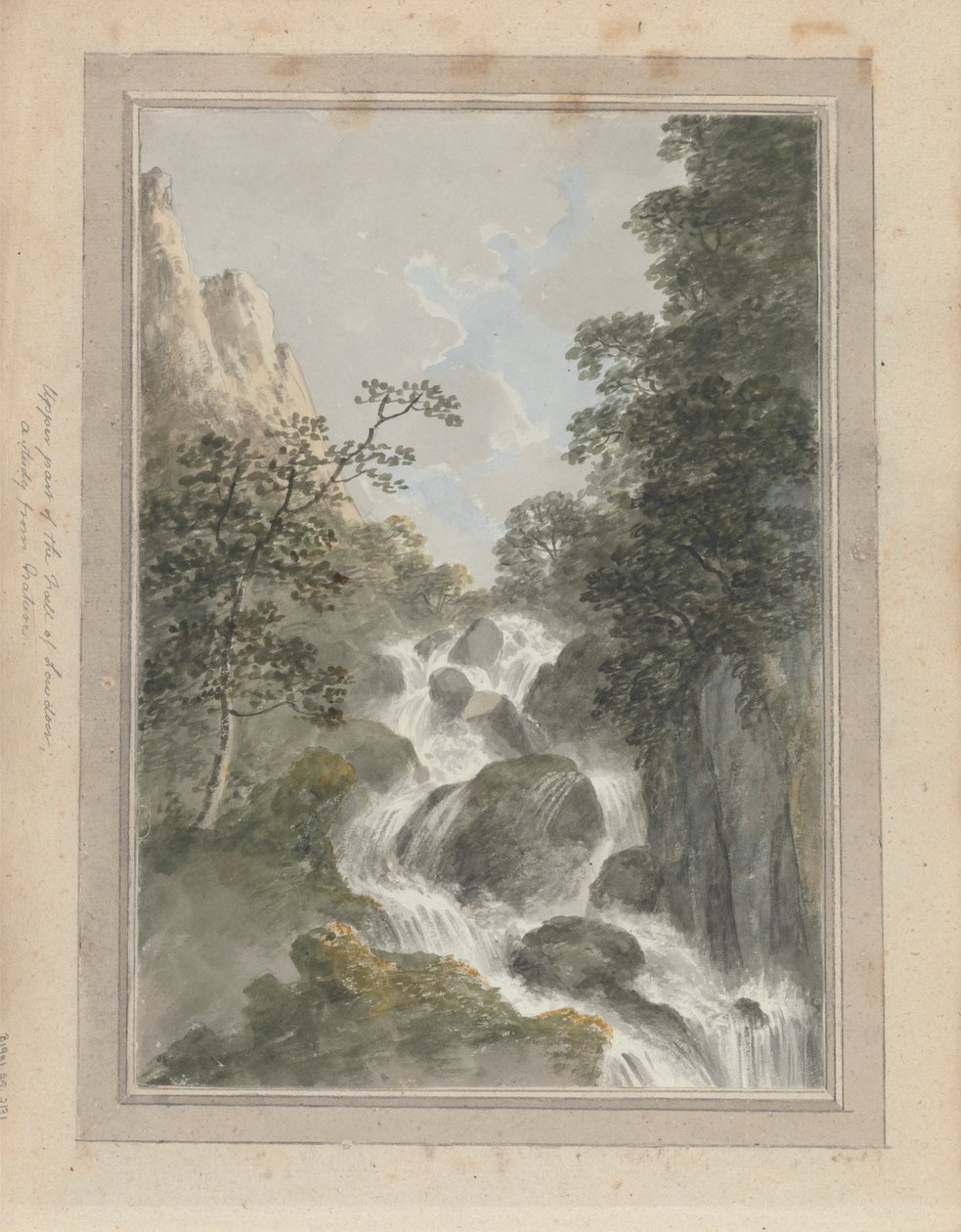 Vedute in Inghilterra, Scozia e Galles: Parte superiore della cascata di Lowdoor, uno studio dalla natura da Amos Green