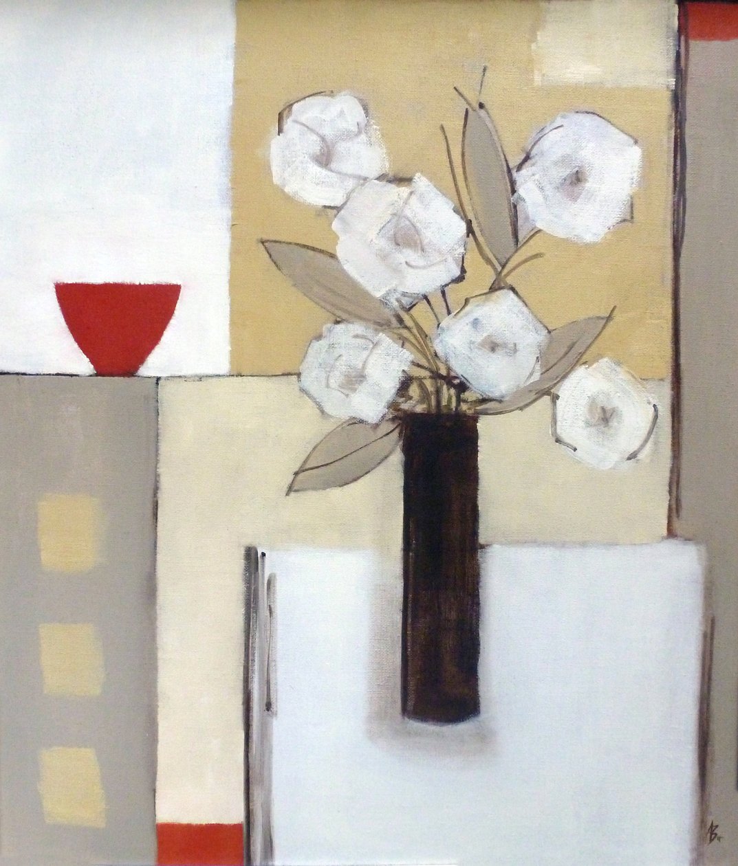 Ciotola rossa, fiori bianchi da Ana Bianchi