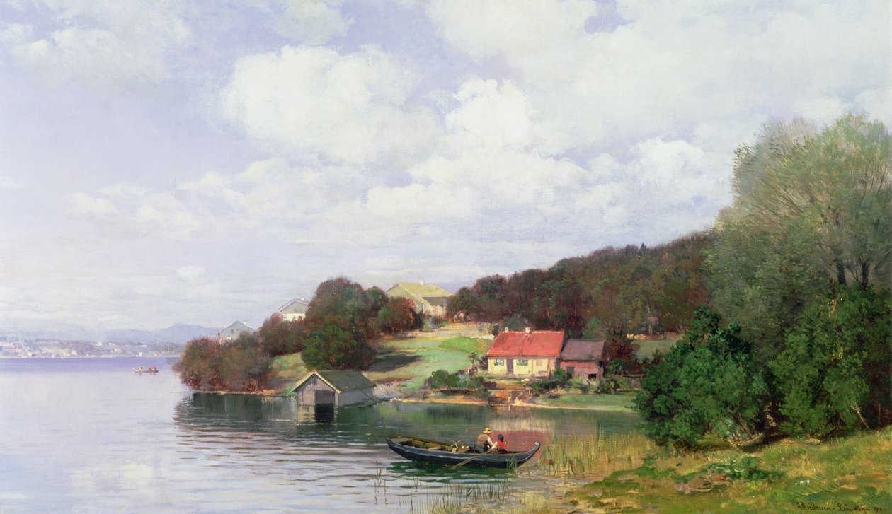 In barca su un lago, 1891 da Anders Andersen Lundby