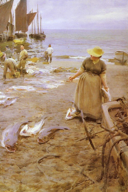 Mercato del pesce a St. Ives da Anders Leonard Zorn