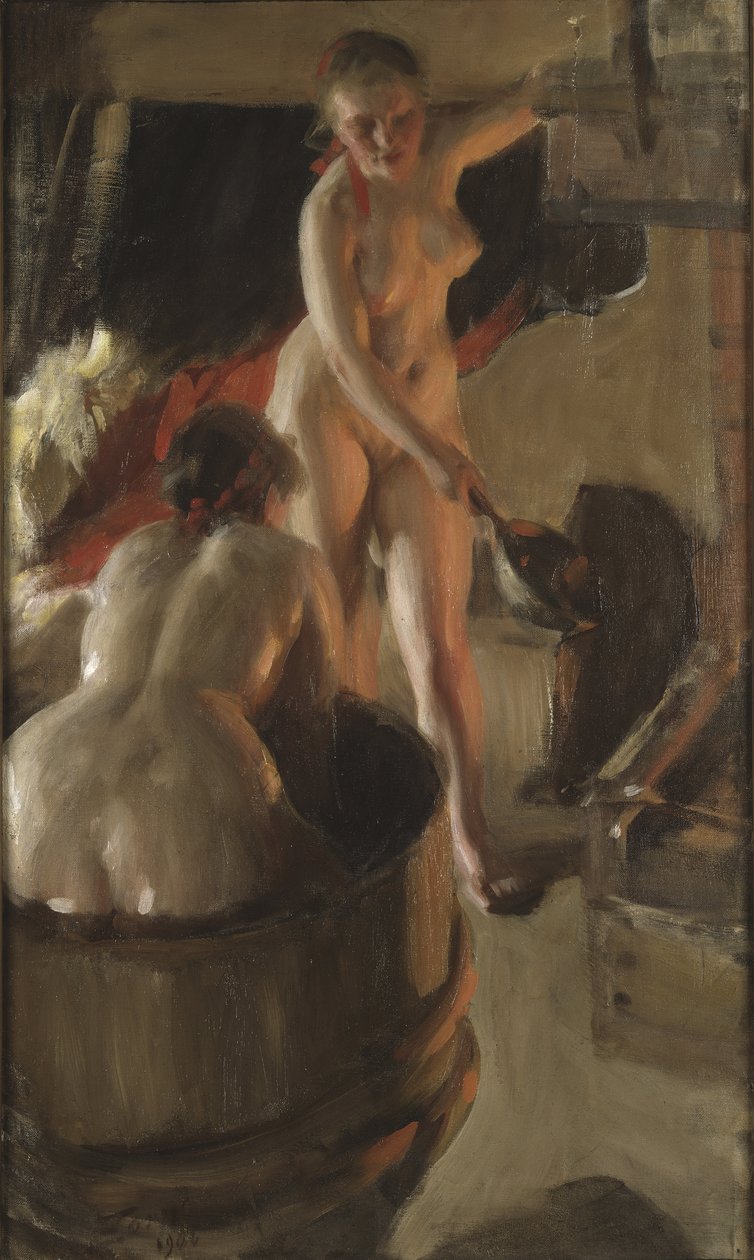 Ragazze di Dalarna che fanno il bagno - di Zorn, Anders Leonard (1860-1920). Olio su tela da Anders Leonard Zorn