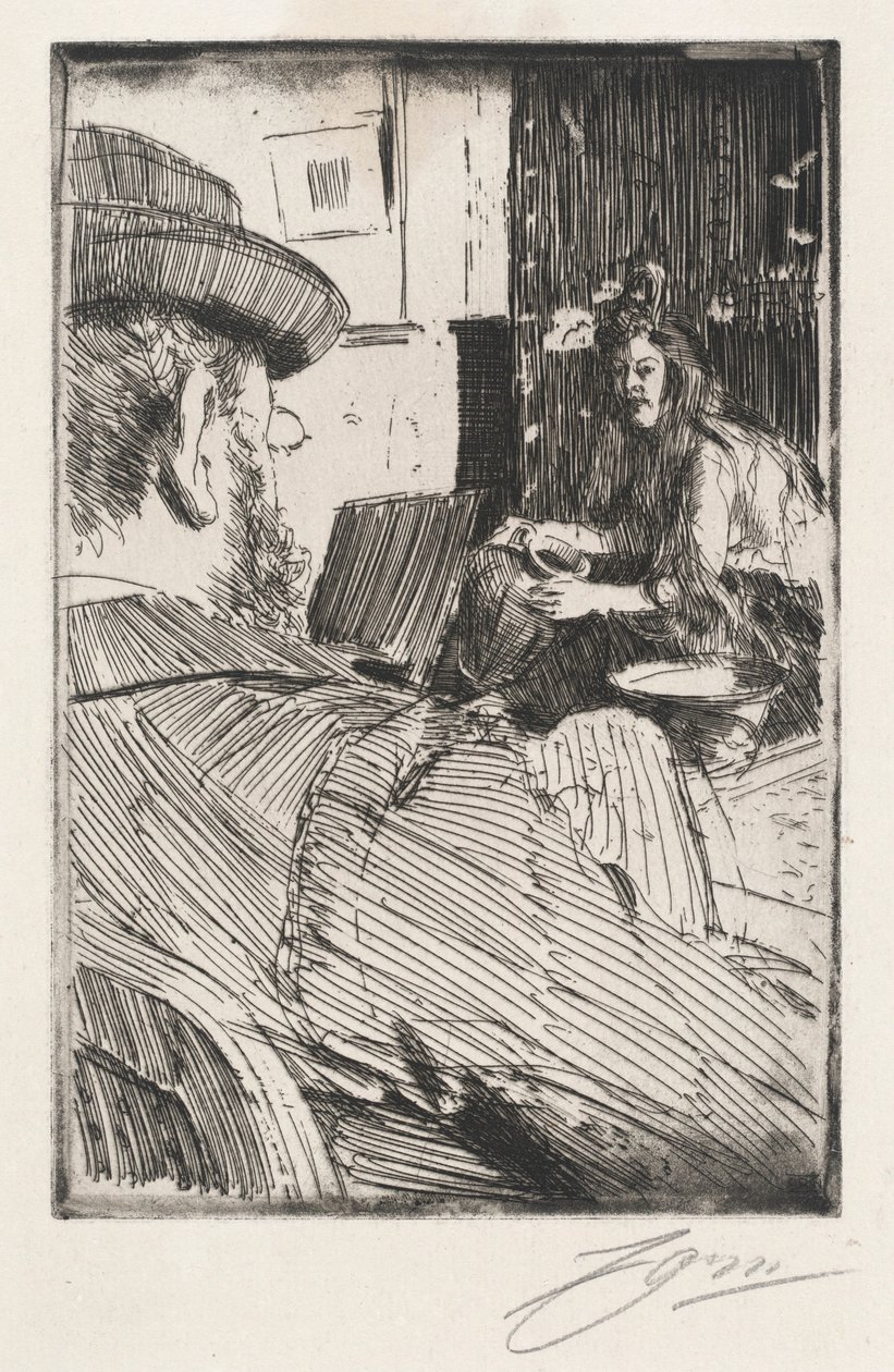 Albert Besnard e la sua modella da Anders Zorn