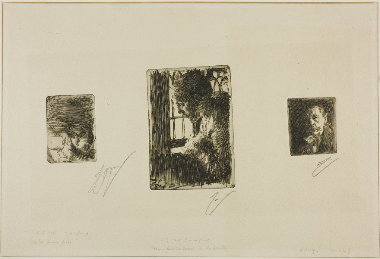 Testa di ragazza; contadina alla finestra; Anders Zorn da Anders Zorn
