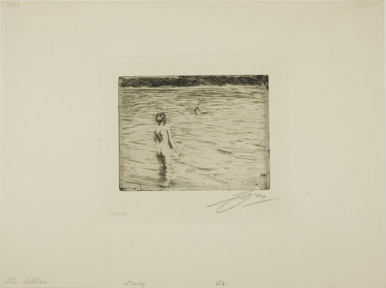Madre che fa il bagno da Anders Leonard Zorn