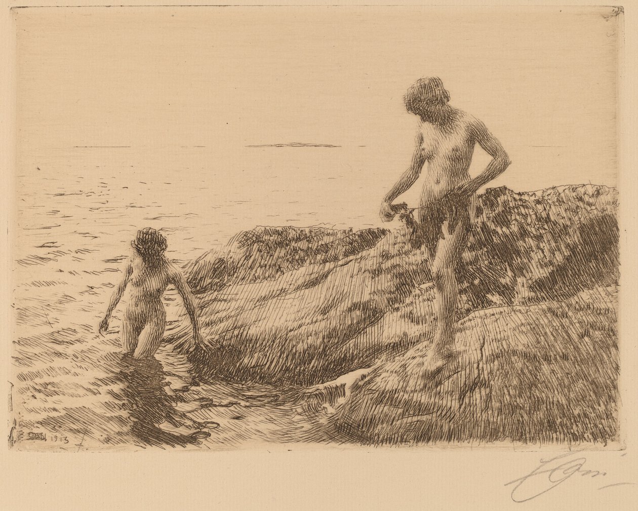 Scogliere verso il mare da Anders Leonard Zorn