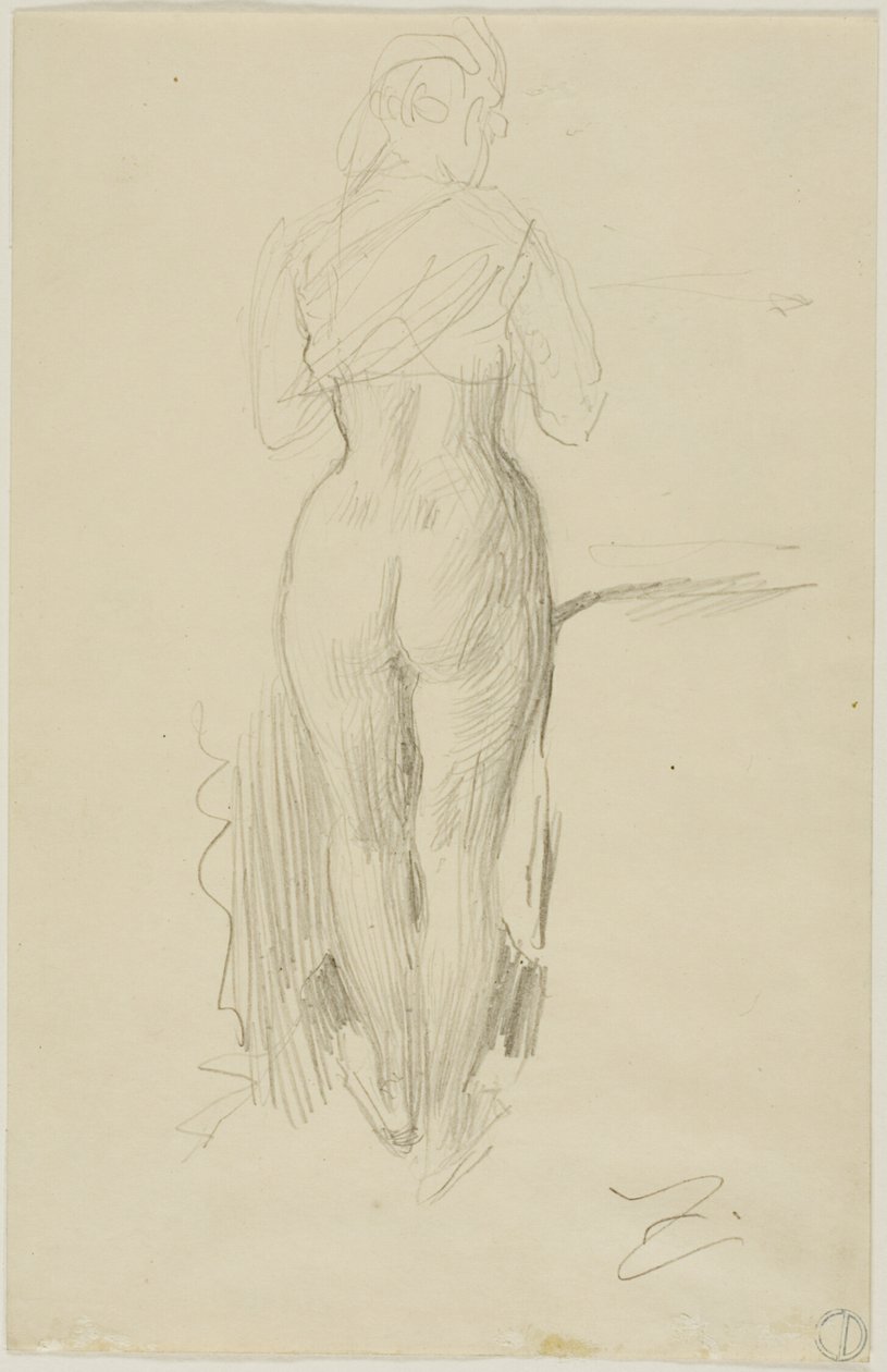 Figura femminile in piedi vista da dietro da Anders Zorn