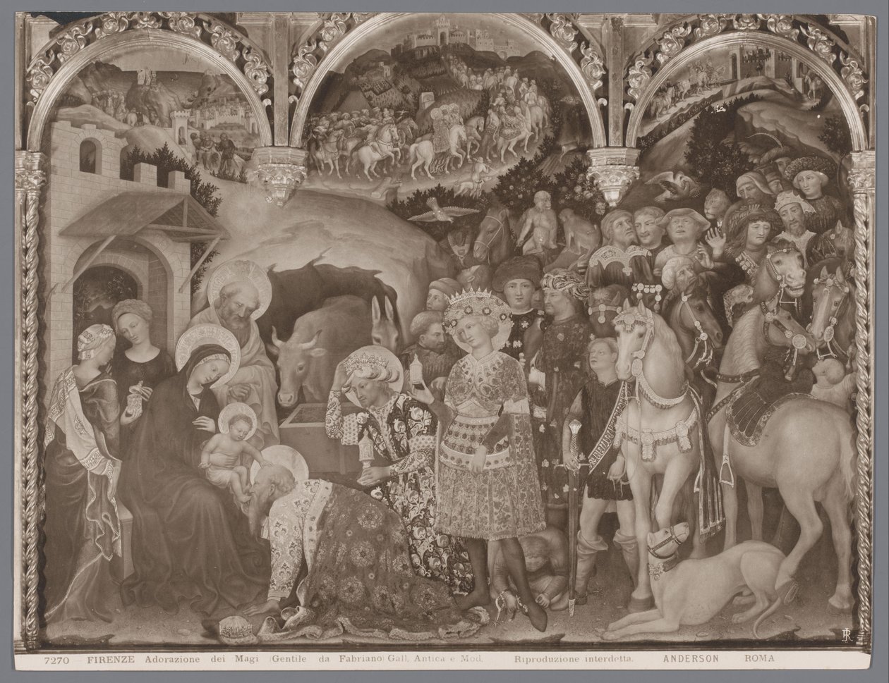 Riproduzione fotografica del dipinto Adorazione dei Magi di Gentile da Fabriano da Anderson (firma)