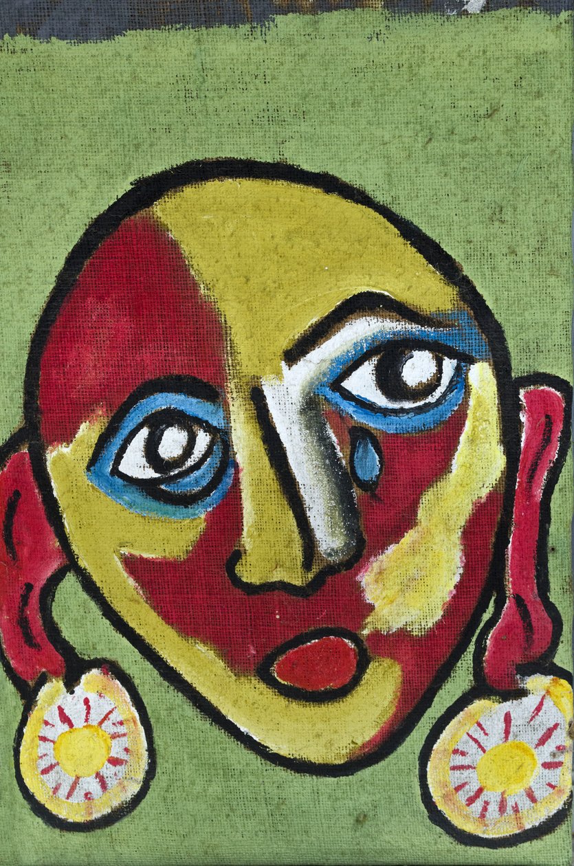 OUTRAGE: TEARFUL FACE, 2012 (acrilico su tela di iuta tesa su telaio di legno) da Ando Gilardi