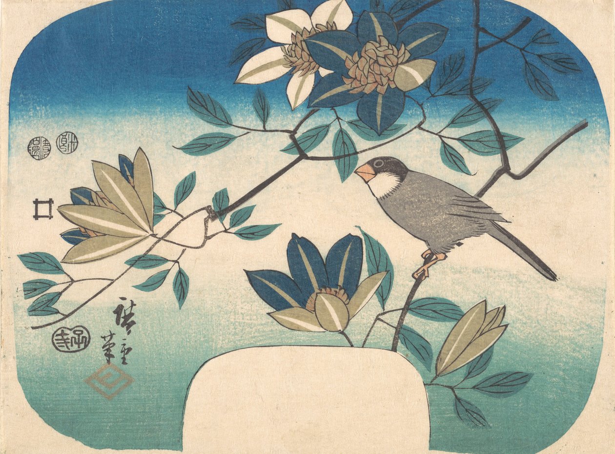 Clematide e uccello da Ando Hiroshige