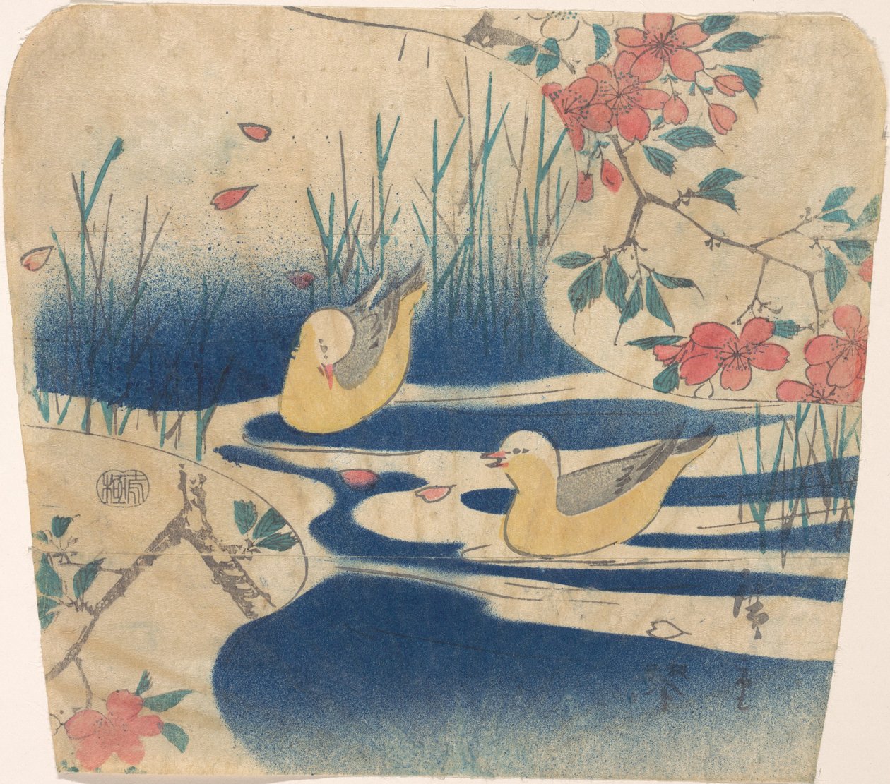 Gabbiani incappucciati e fiori di ciliegio, probabilmente 1850-62 da Ando Hiroshige