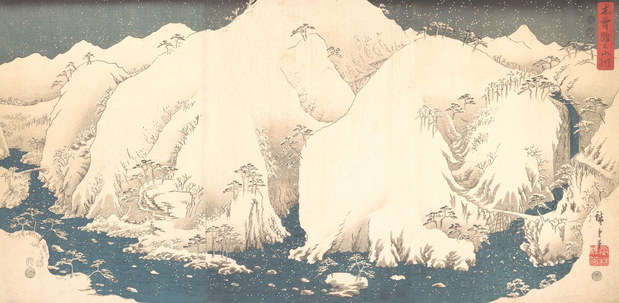 Montagne di Kiso nella neve, 1857 da Ando Hiroshige