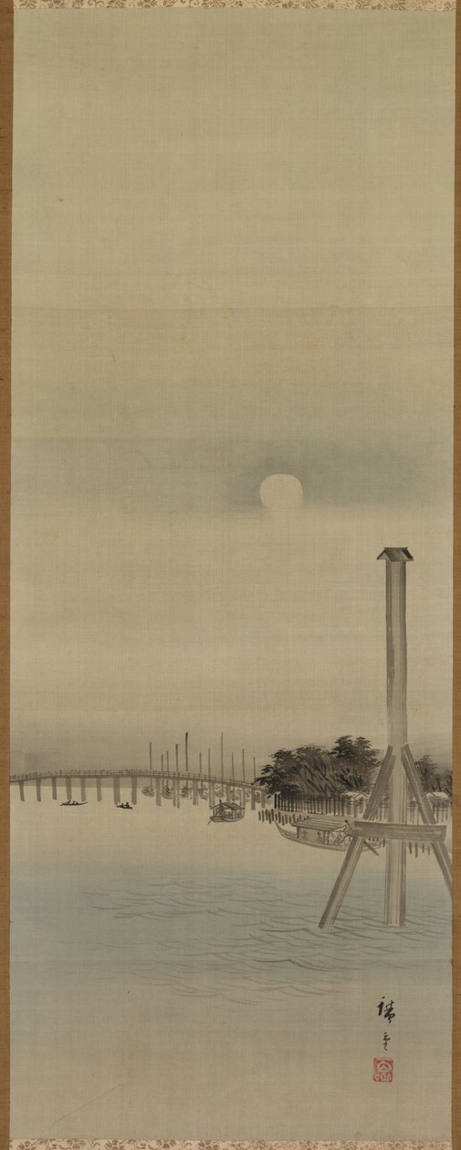 Scena notturna sul fiume Sumida, 1800 da Ando Hiroshige
