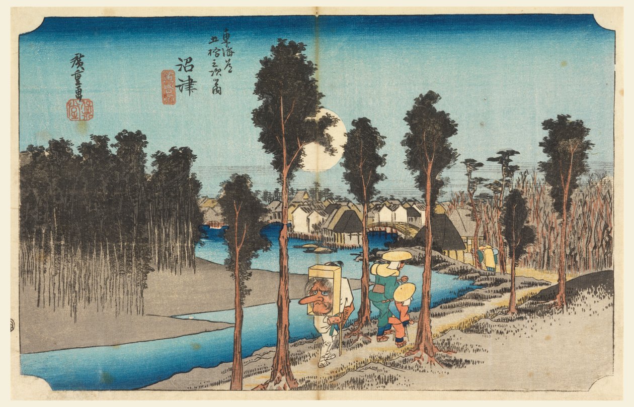 Numazu di sera, nelle Cinquantatré stazioni della strada Tokaido (Tokaido Gojusan Tsugi-no Uchi) da Ando Hiroshige
