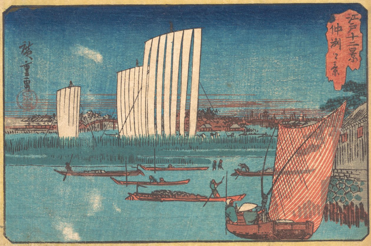 Barche a vela, dalla serie Dodici vedute di Edo da Ando Hiroshige