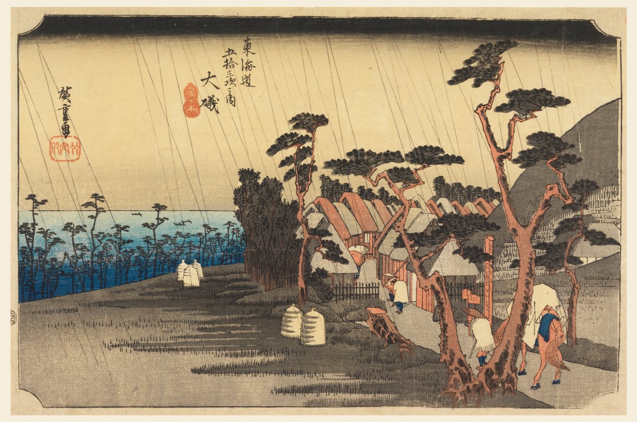 La pioggia di Tora, nelle Cinquantatré Stazioni della Strada Tokaido da Ando Hiroshige