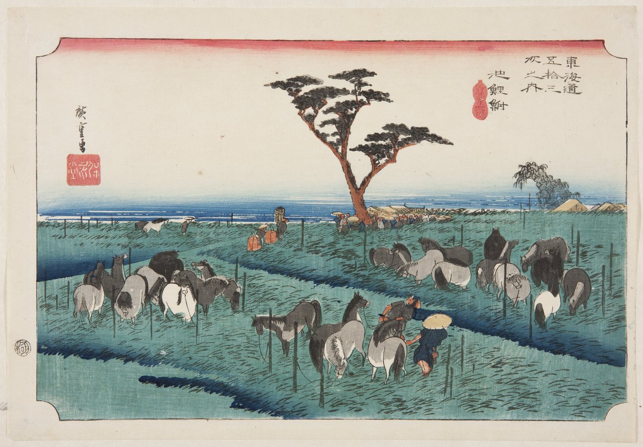 Chiry?: Fiera dei cavalli di inizio estate da Ando or Utagawa Hiroshige