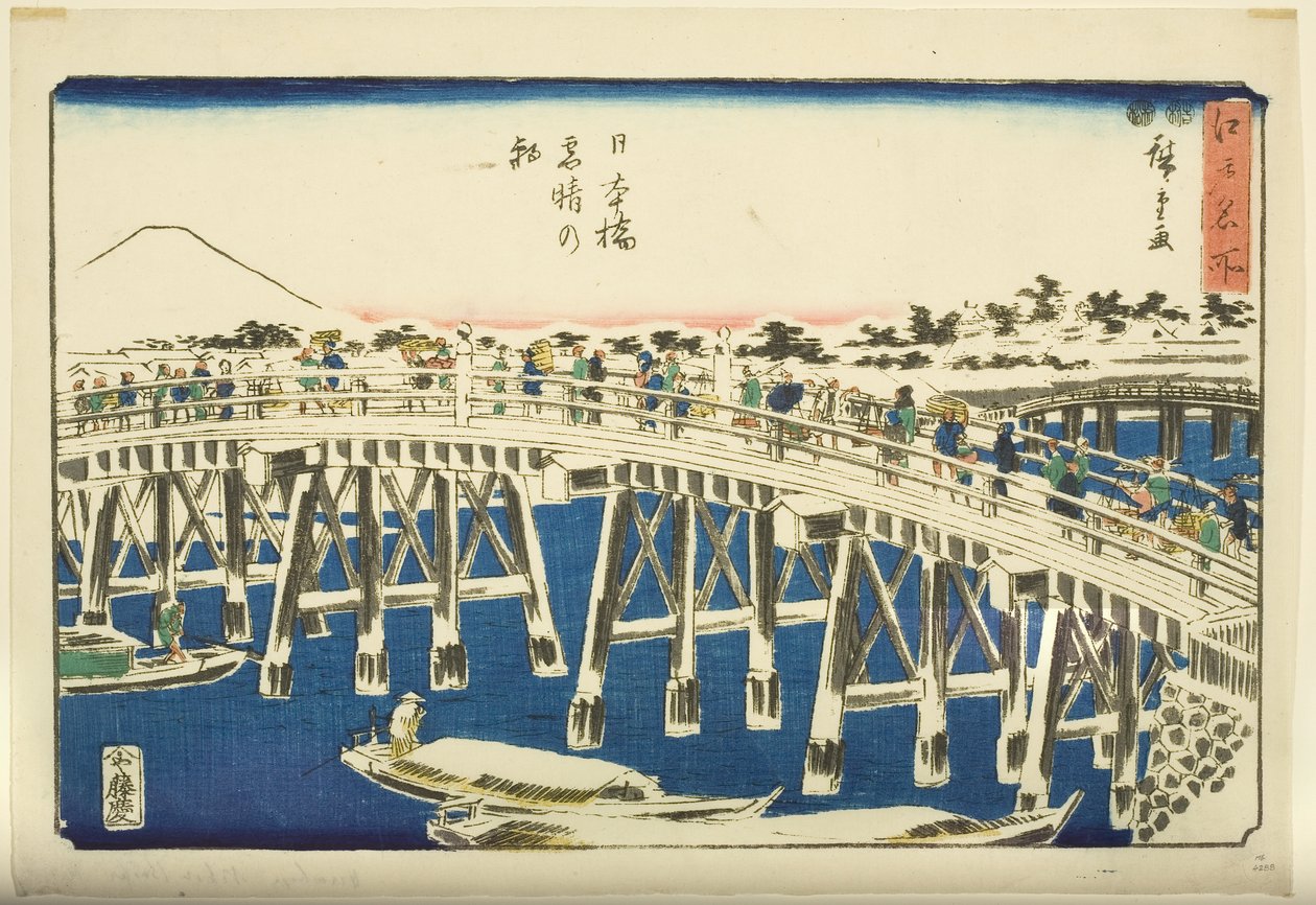 Mattina limpida dopo la neve al Ponte Nihonbashi (Nihonbashi yukibare no asa) da Ando or Utagawa Hiroshige