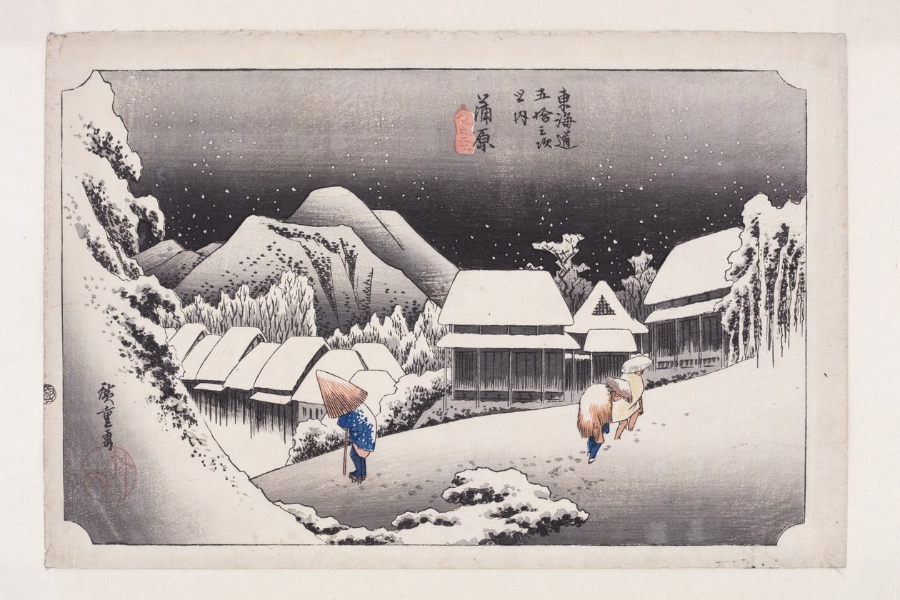 Kanbara: Neve notturna da Ando or Utagawa Hiroshige