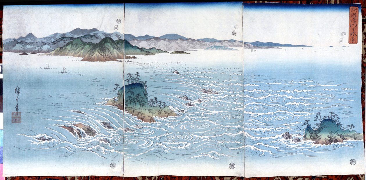 Gole di Naruto a Awa. Stampe di Katsushika (Utagawa) Hiroshige (1797-1858). da Ando or Utagawa Hiroshige