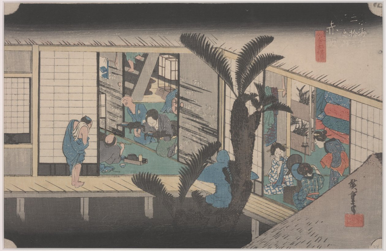 Scena in una locanda da Ando or Utagawa Hiroshige