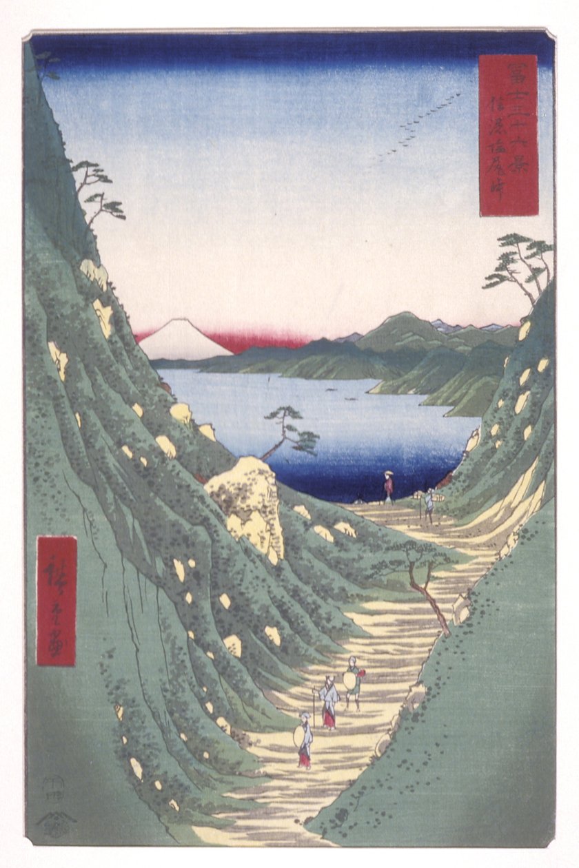Passo Shiojiri nella provincia di Shinano da Ando or Utagawa Hiroshige