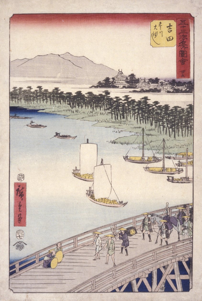 Stazione 35, Yoshida; Serie Kyoka Tokaido da Ando or Utagawa Hiroshige