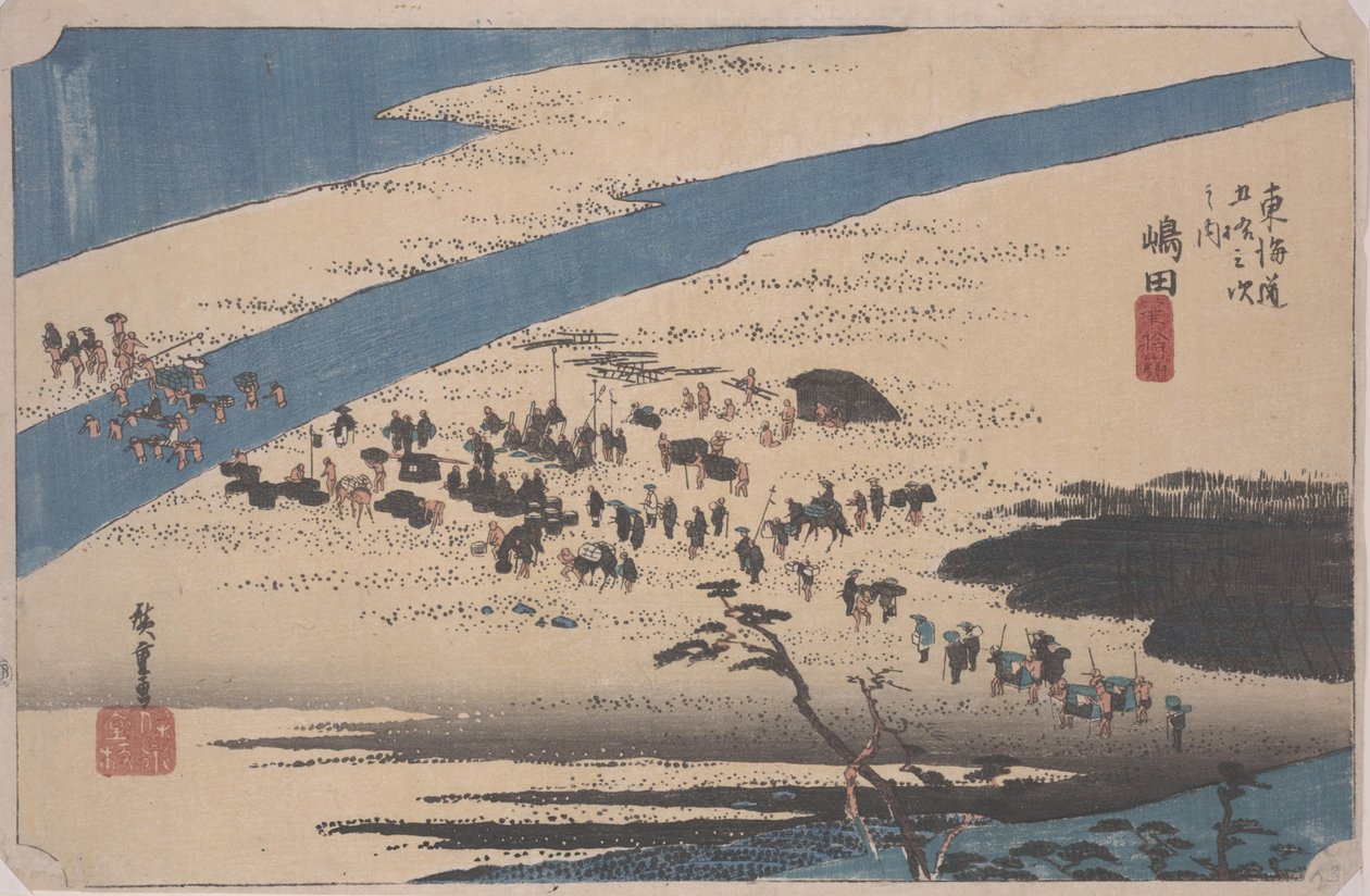 Banca Suruga del fiume Oi da Ando or Utagawa Hiroshige