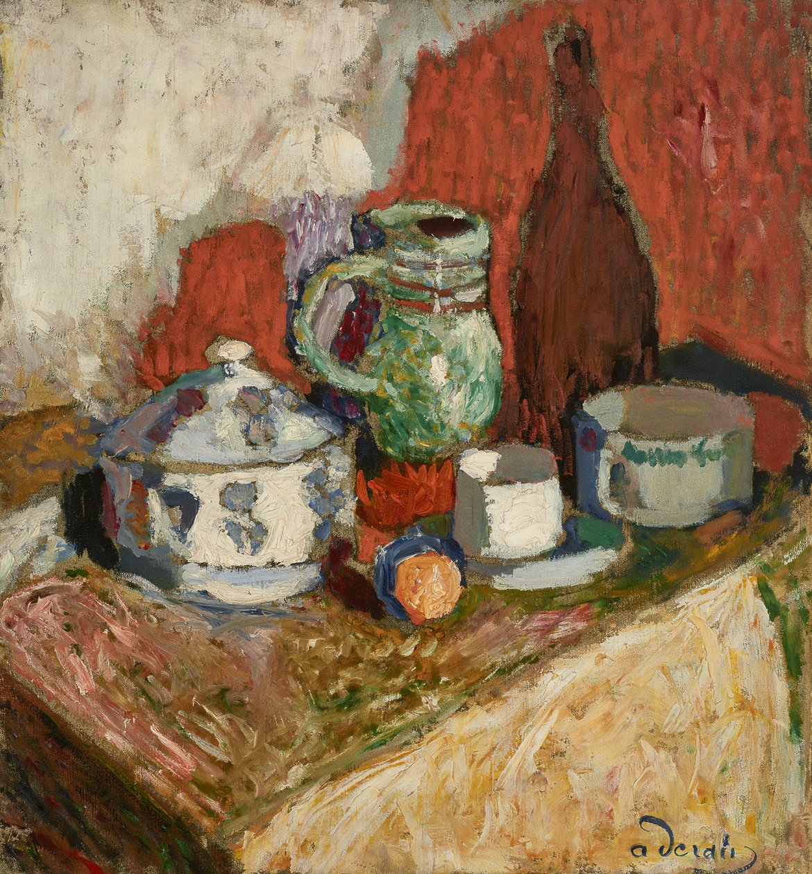 Natura morta con zuppiera e bottiglia da Andre Derain