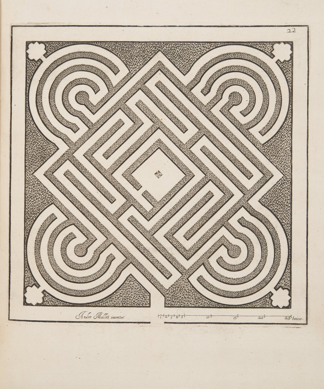 Progetto per Parterre, dal Theatre des Plans et Jardinages, pub.1652 (incisione) da André Mollet