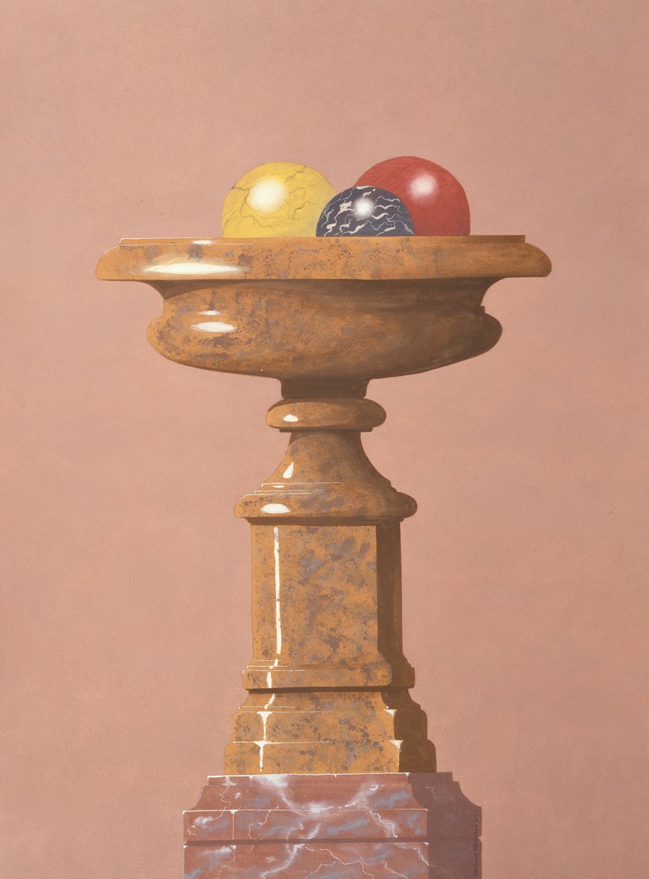Vaso di marmo, sfere di marmo rosse, nere e gialle da Andras Kaldor