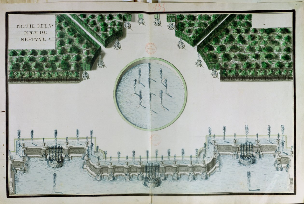 Ms 130750 Progetto per il Pezzo di Nettuno a Versailles da Andre Le Notre